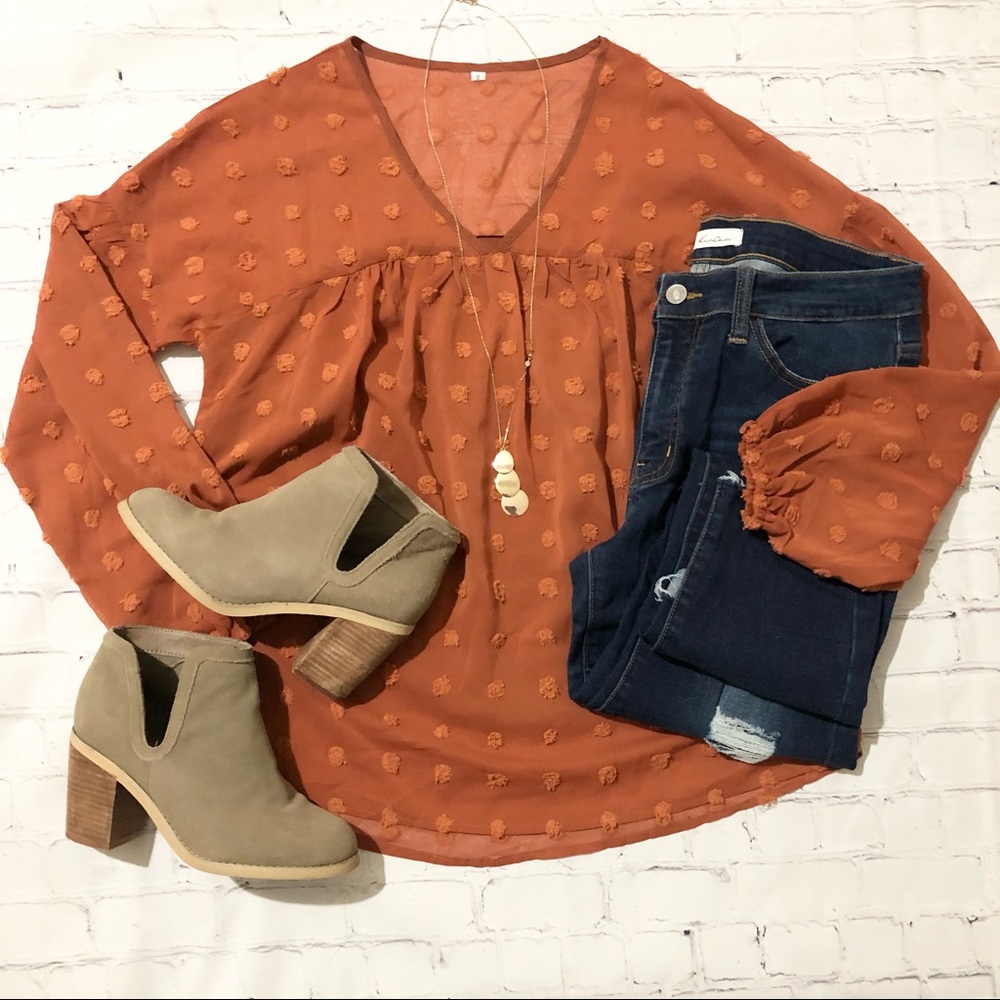 Jacquard V-Neck Blouse
